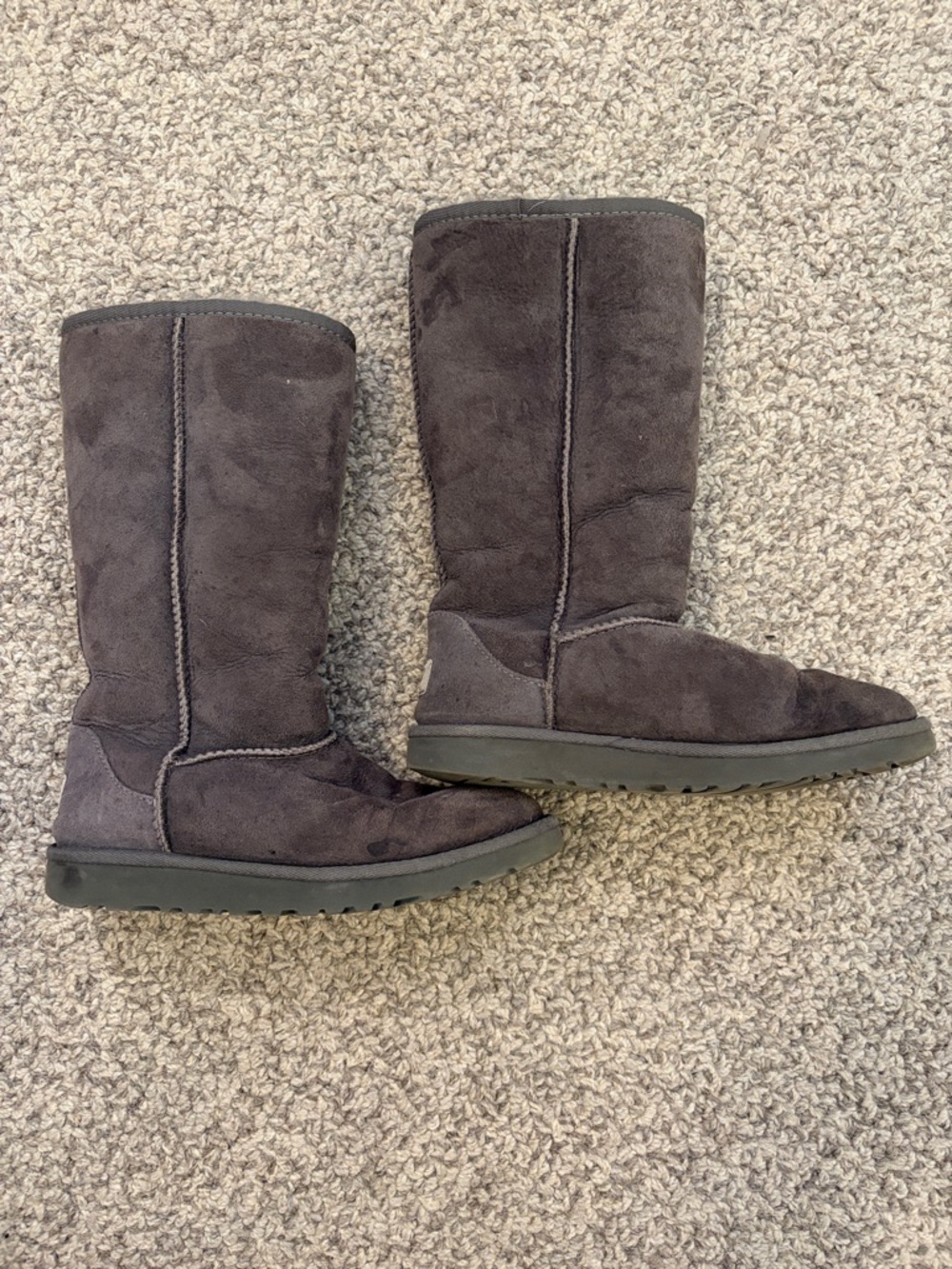 UGG Girls Size 3 Tall Suede Boots - Charcoal gray